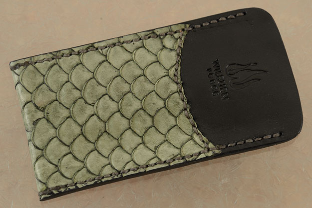 Folding Knife Pouch - Green Tilapia Leather