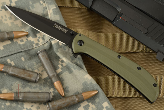 AM-4 Flipper, Green G10 and Black Blade - Al Mar Design (2330GRNBLK)
