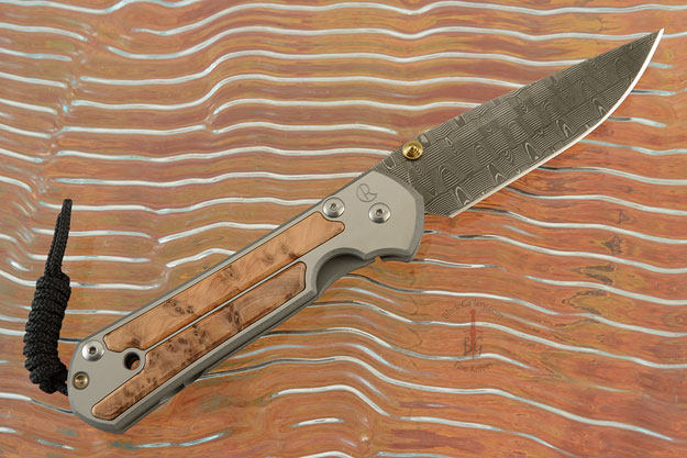 Large Sebenza 21 with Thuya Burl and Basketweave Damascus - Left Handed