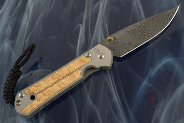 Small Sebenza 21 with Box Elder and Raindrop Damascus (Chad Nichols) - Left Handed