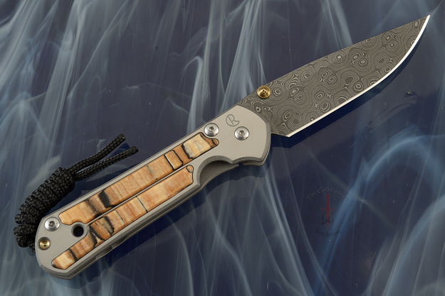 Small Sebenza 21 with Spalted Beech and Raindrop Damascus (Chad Nichols) - Left Handed