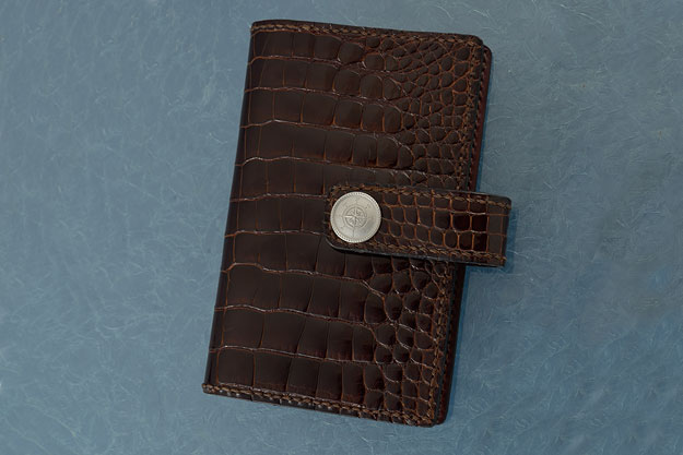 Passport Wallet with Chocolate Rust Alligator Leather