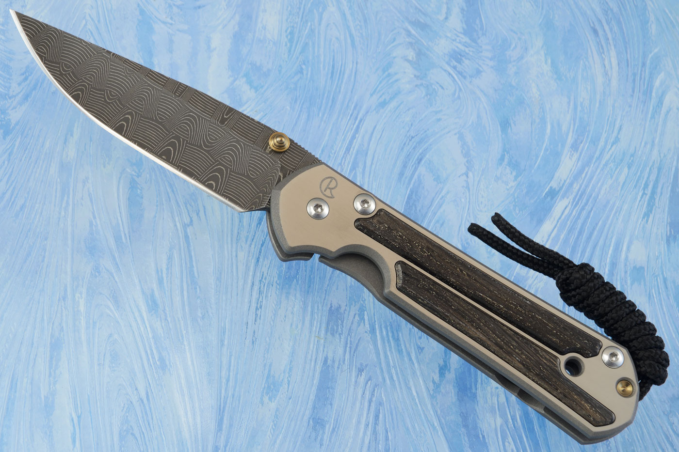 Small Sebenza 21 with Bog Oak and Basketweave Damascus