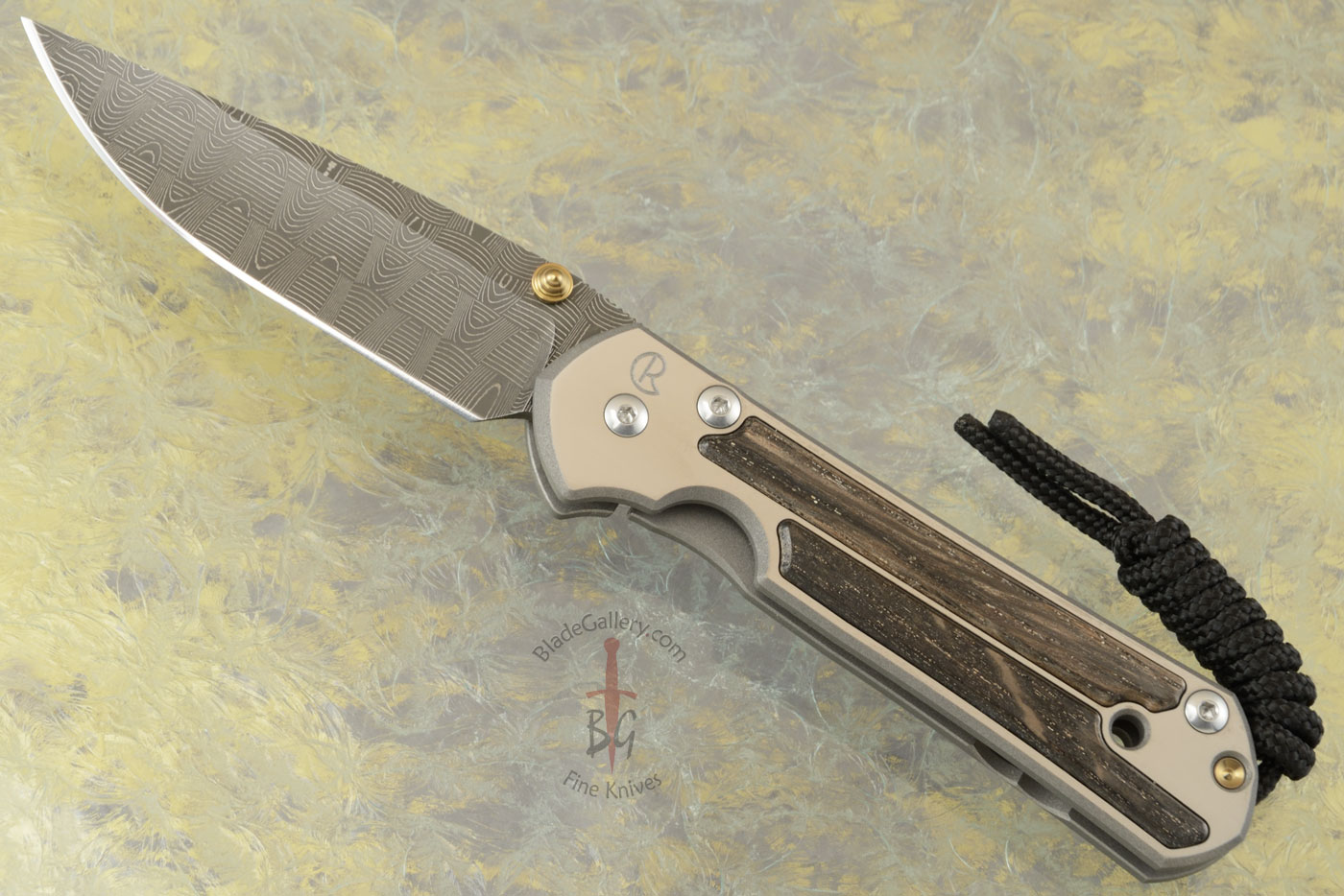 Small Sebenza 21 with Bog Oak and Basketweave Damascus