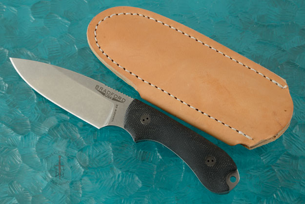 Guardian 3 - 3D Black Micarta, Vanadis 4E, Stonewash Blade, Sabre Grind