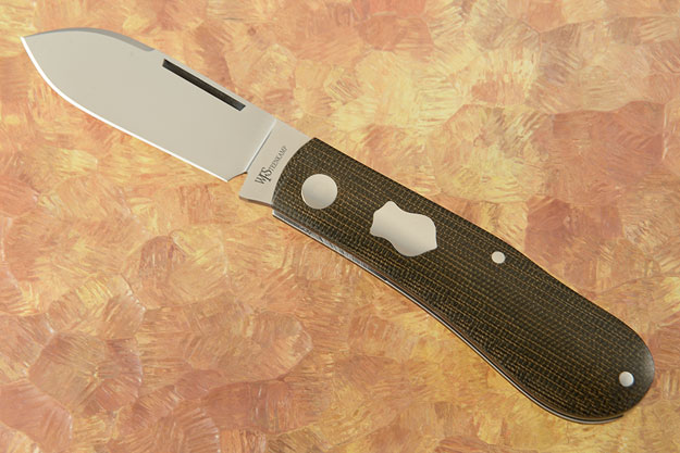Dogleg Slip Joint Trapper with Green Canvas Micarta