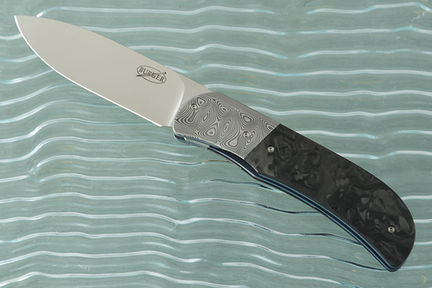 LEXK Plus Front Flipper with Marbled Carbon Fiber and Damasteel (Ceramic IKBS)