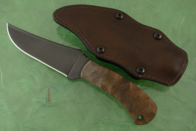 Belt Knife with Sculpted Walnut