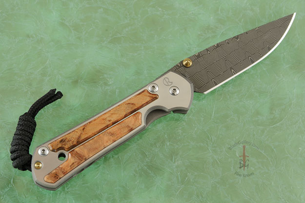 Small Sebenza 21 with Thuya Burl and Basketweave Damascus - Left Handed