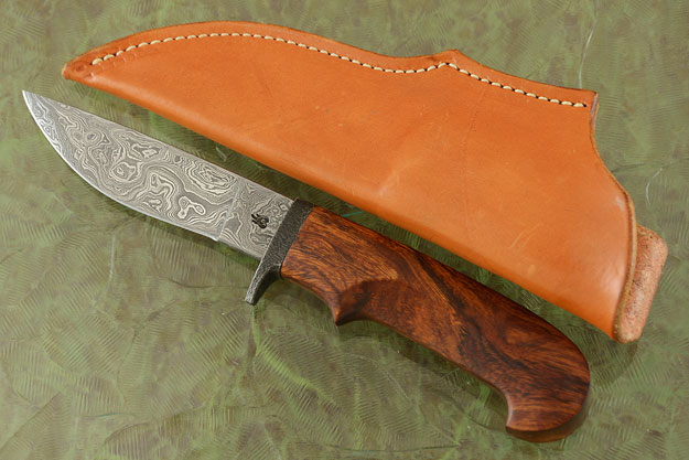 Damascus Belt Knife with Ironwood