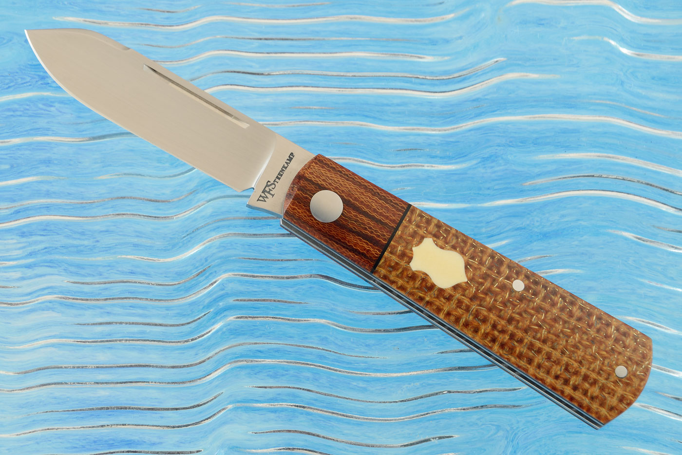 Barlow Slipjoint with Thunderstorm Kevlar, Natural Micarta, and Antique Westinghouse Micarta