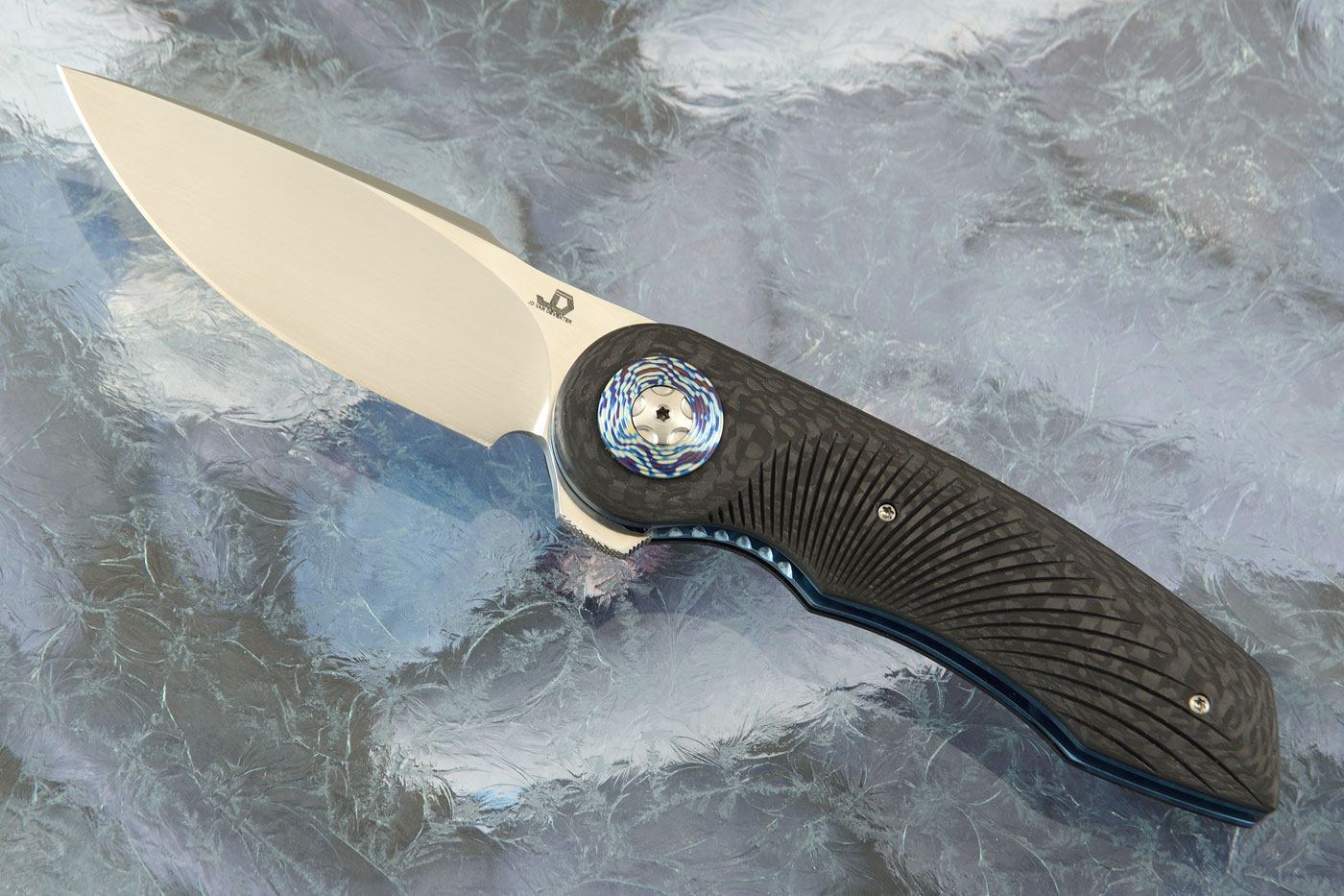 Gold Mini Flipper with Carbon Fiber and Timascus Pivot Collar (IKBS)