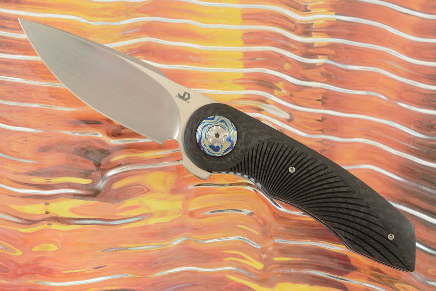 Gold Mini Flipper with Carbon Fiber and Timascus Pivot Collar (IKBS)