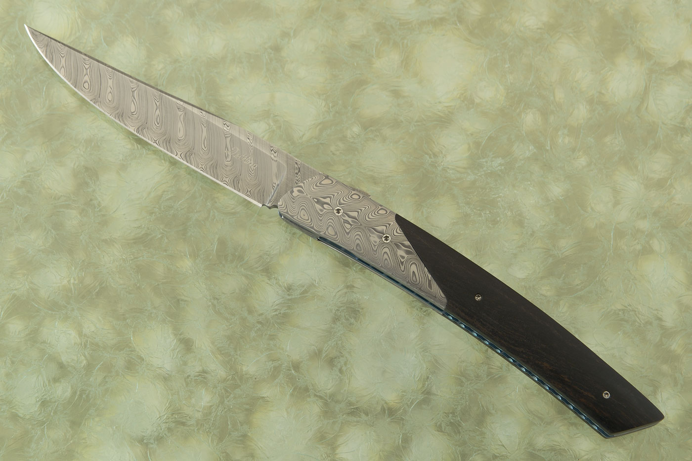Thiers 10 Front Flipper with Damascus and Gabon Ebony
