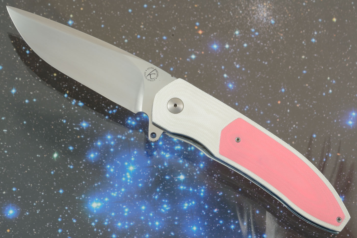 K4 Flipper with White and Pink G10 (Ceramic IKBS)