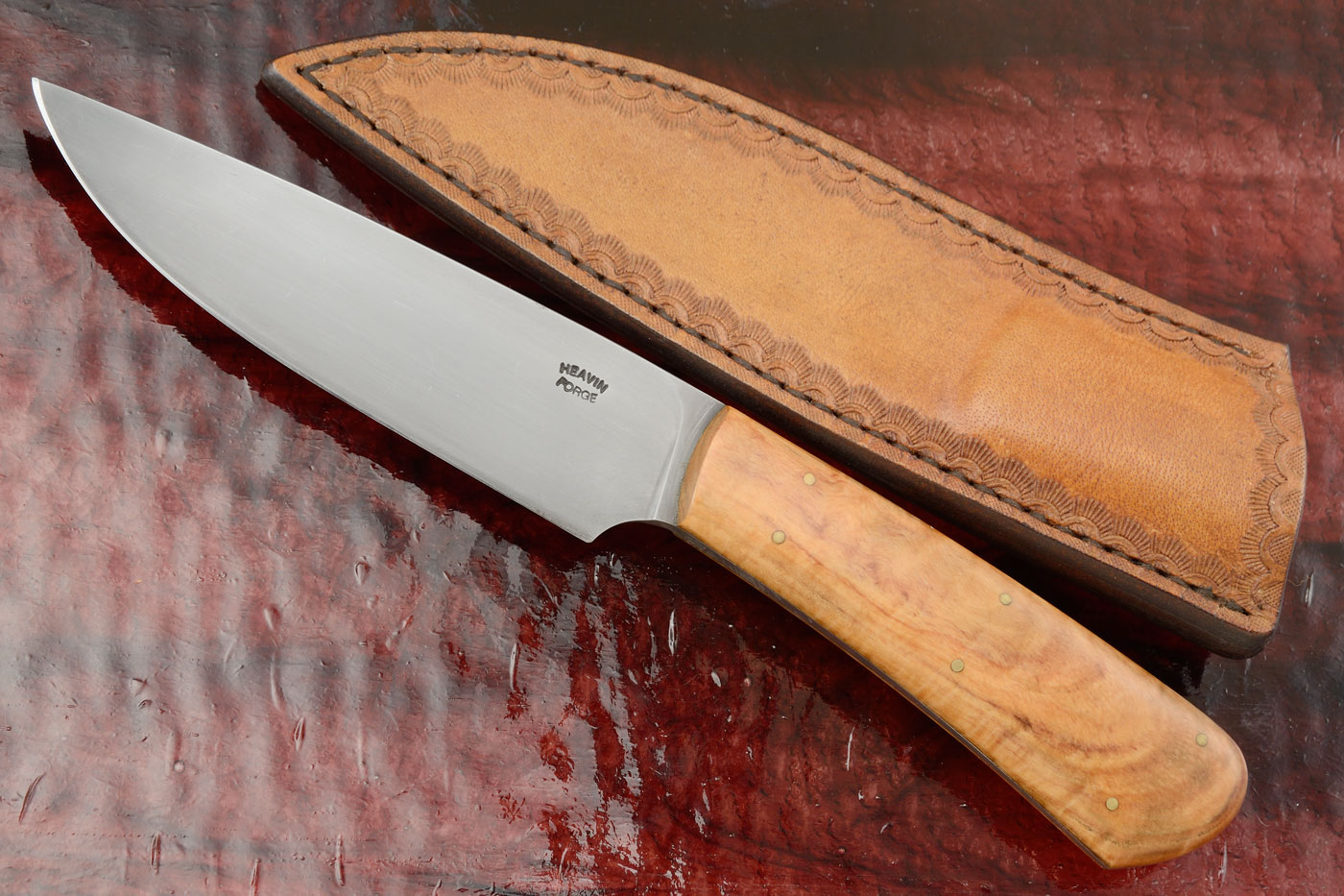 Drop Point Utility/Hunter with Wild Olive Wood