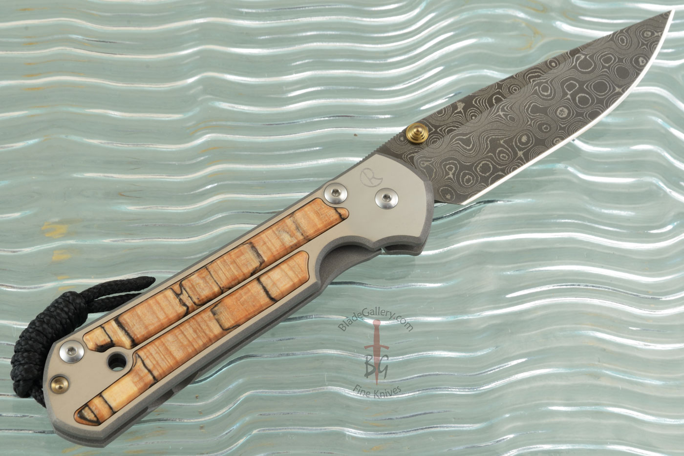 Large Sebenza 21 with Spalted Beech and Raindrop Damascus -- Left Handed