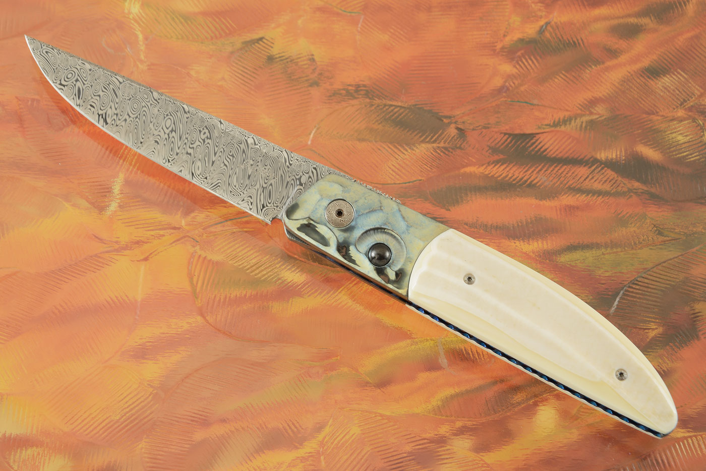 Large Ball Release Front Flipper with Damasteel and Hippo Tooth